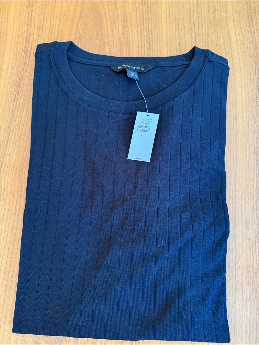 Banana Republic Black Ribbed Crewneck Tee